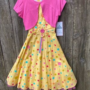 Girls’ size 14  Rare Editions dress NWT yellow and pink